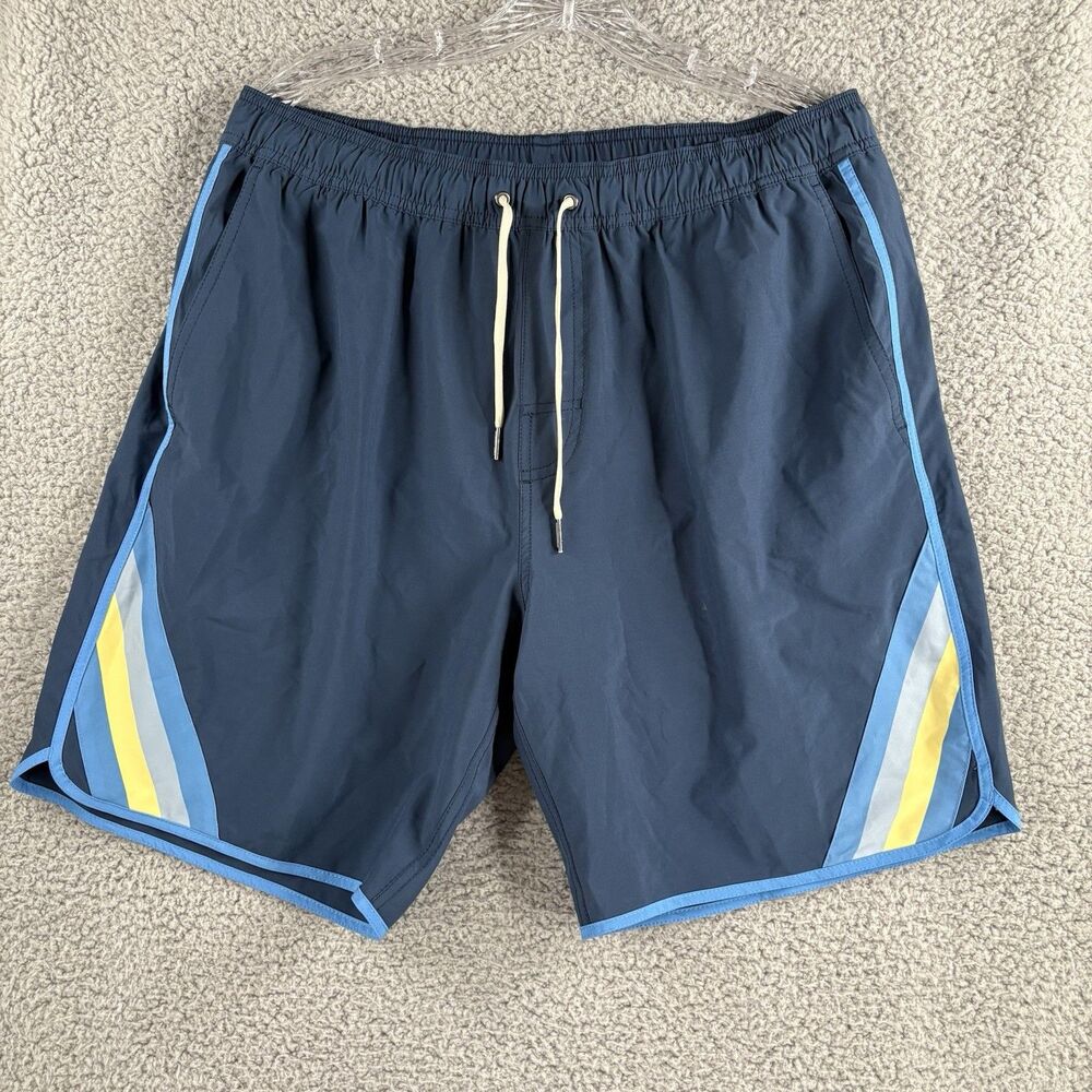Fair Harbor 8" Swim Trunks Mens Extra Large XL Blue Lined Stretch Board Shorts